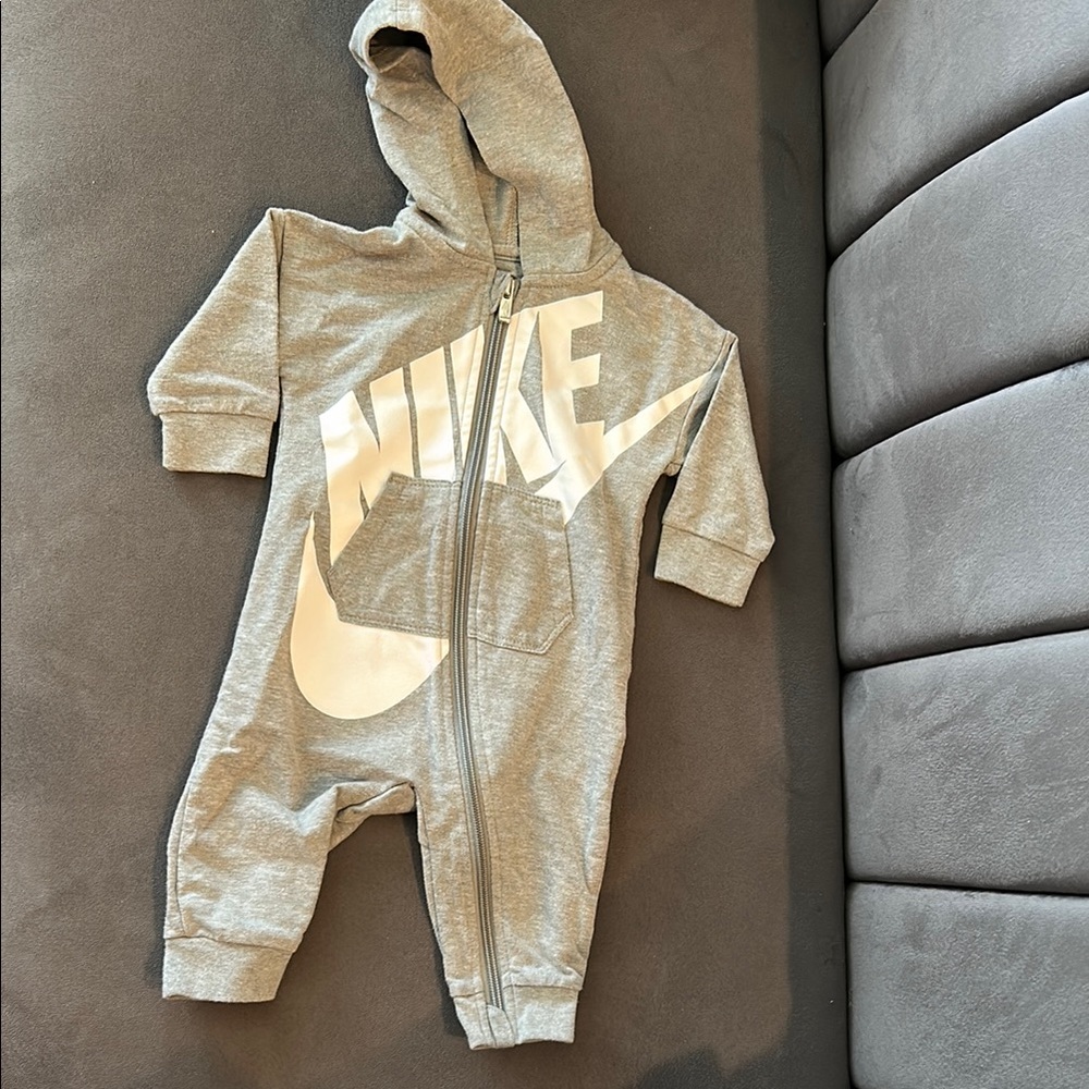 Nike Infant Gray Hooded Romper